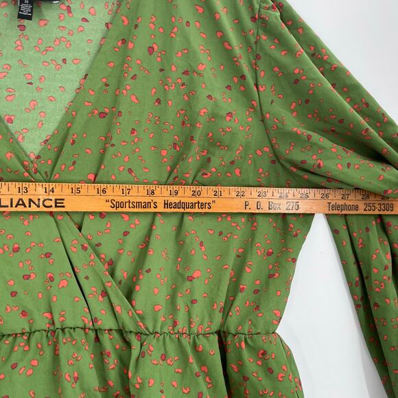 Eloquii Elements MIDI Green Print Long Sleeve Peasant Boho Dress Women’s Plus 22 - Picture 9 of 9